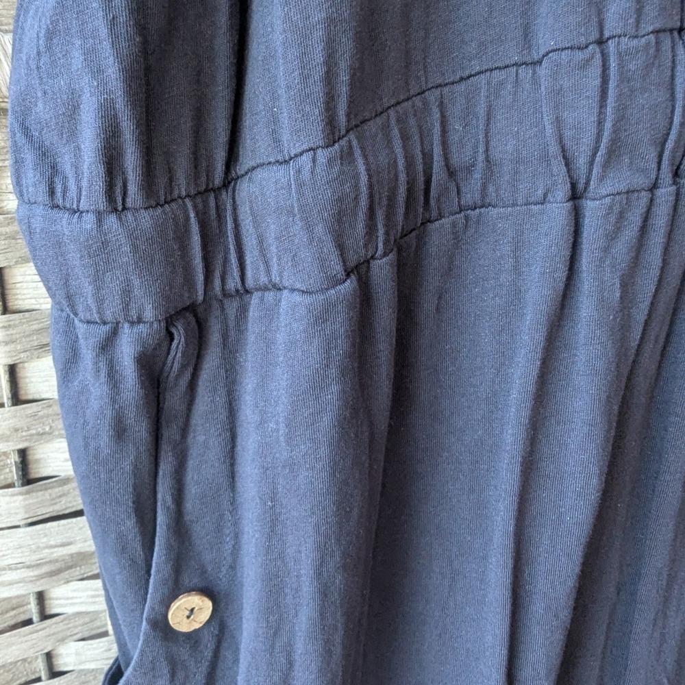 Ulla Popken T-Shirt Dress Navy Blue Organic Cotton Drawstring Sz 24/26 Pockets - Picture 10 of 10